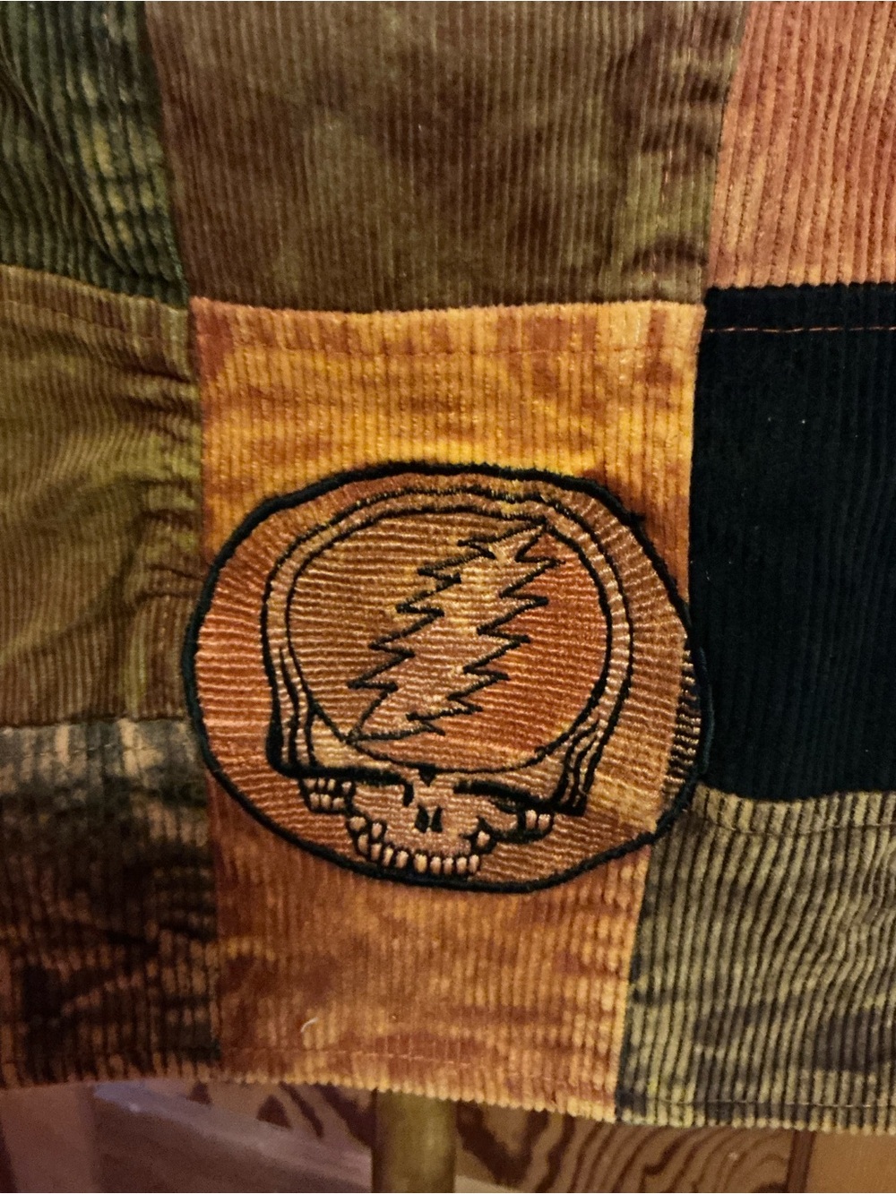 Grateful Dead Stealie Corduroy Patchwork Crossbody Bag Hippie Festival Tote - Picture 6 of 10